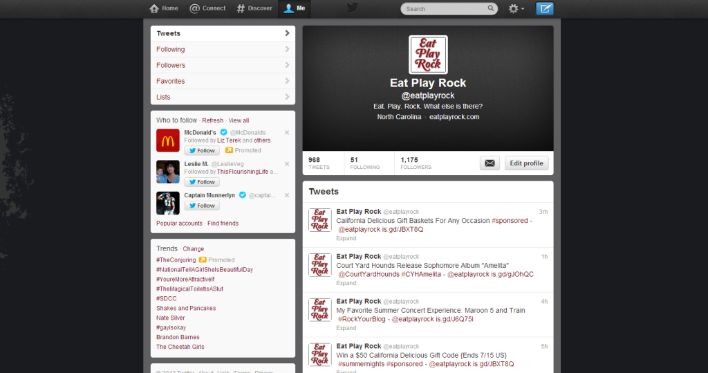 Eat Play Rock Twitter page